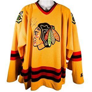 Vintage Brian Campbell Signed Chicago Blackhawks Gold Starter Hockey Jersey 2XL